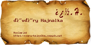 Óváry Hajnalka névjegykártya
